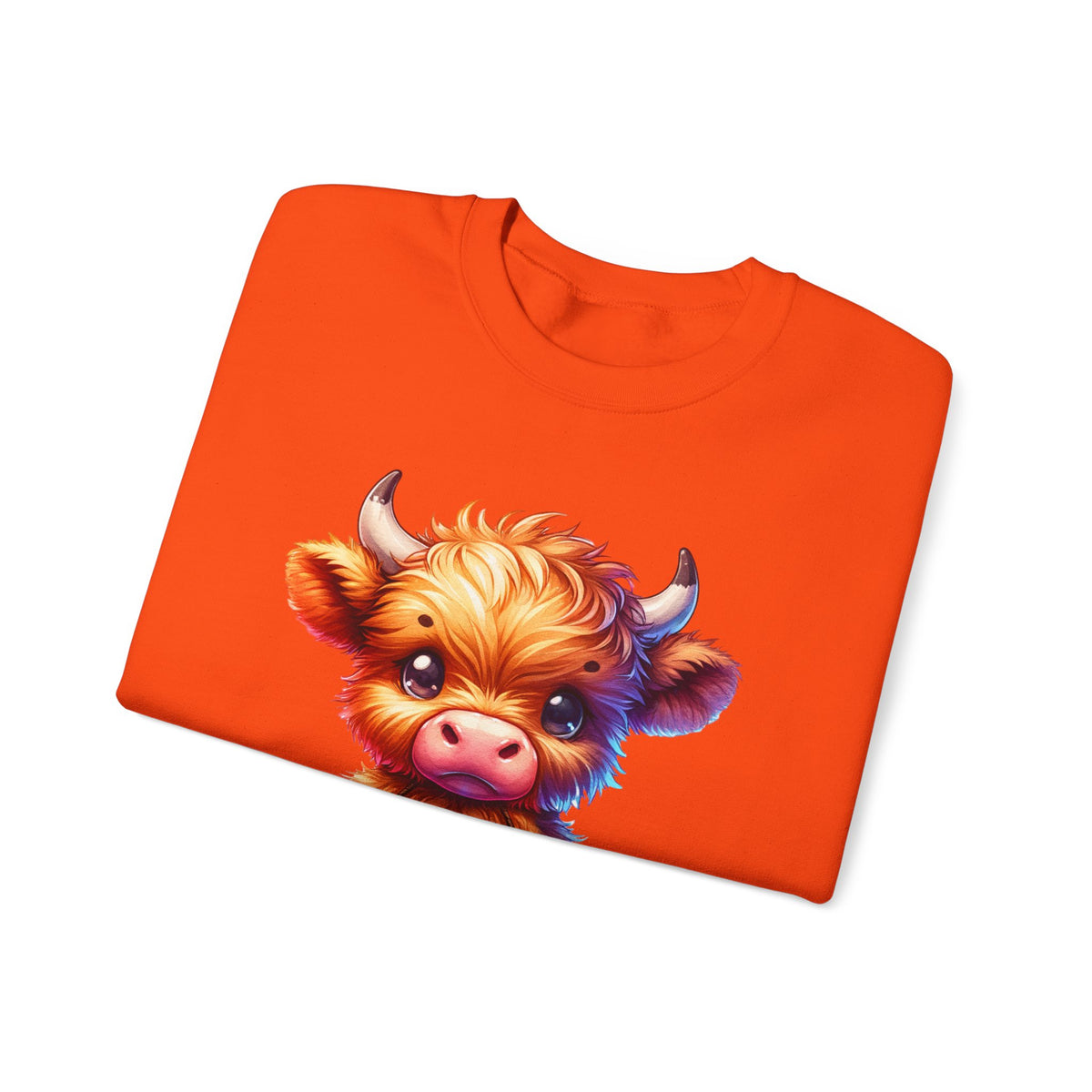 Sugar Addict Highland Cow – Gildan Heavy Blend | Trendy Women’s Soft Sweatshirt. Direct to Garment. Printed & Shipped in the USA. Unisex Sizes.