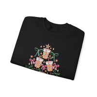 Merry and Caffeinated Iced Coffee Christmas Tree – Gildan Heavy Blend | Trendy Women’s Soft Sweatshirt. Direct to Garment. Printed & Shipped in the USA. Unisex Sizes.