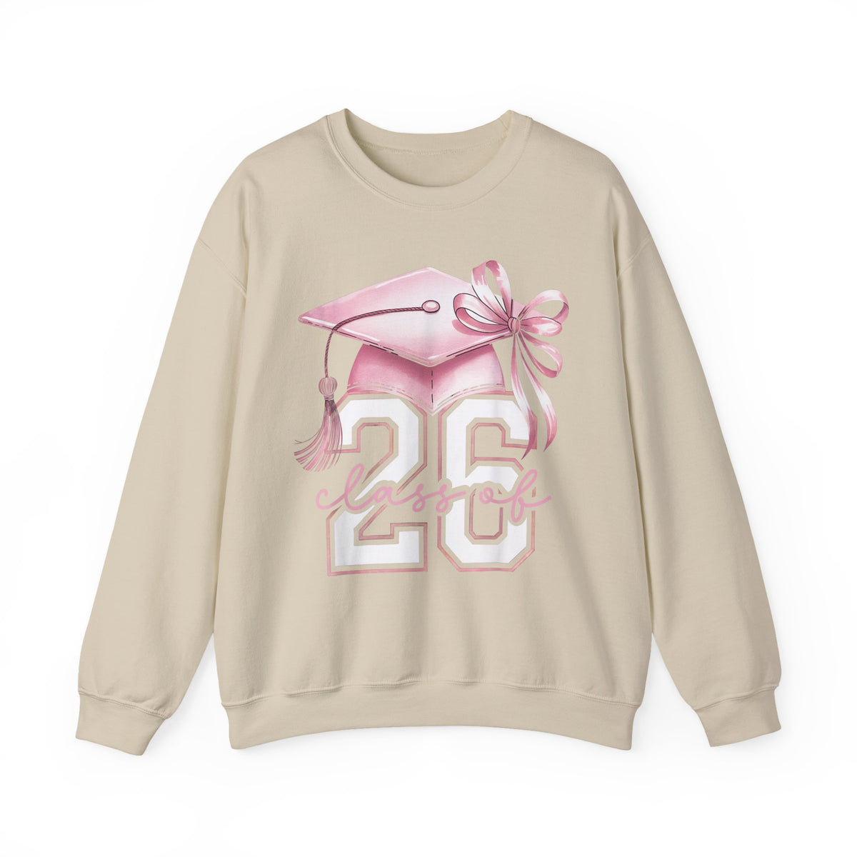 Pink Coquette, Class of 2026 26 Graduation, Pink Cap – Gildan Heavy Blend | Trendy Women’s Soft Sweatshirt. Direct to Garment. Printed & Shipped in the USA. Unisex Sizes.