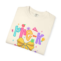 Coquette Pre-K Pencil Bow - Comfort Colors | Trendy Women's T-Shirt. Direct to Garment. Printed & Shipped in the USA. Unisex Sizes.