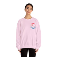 Sun Salt Sand, Beach Sunset - Front & Back Print – Gildan Heavy Blend | Trendy Women’s and Men's Soft Sweatshirt. Direct to Garment. Printed & Shipped in the USA. Unisex Sizes.