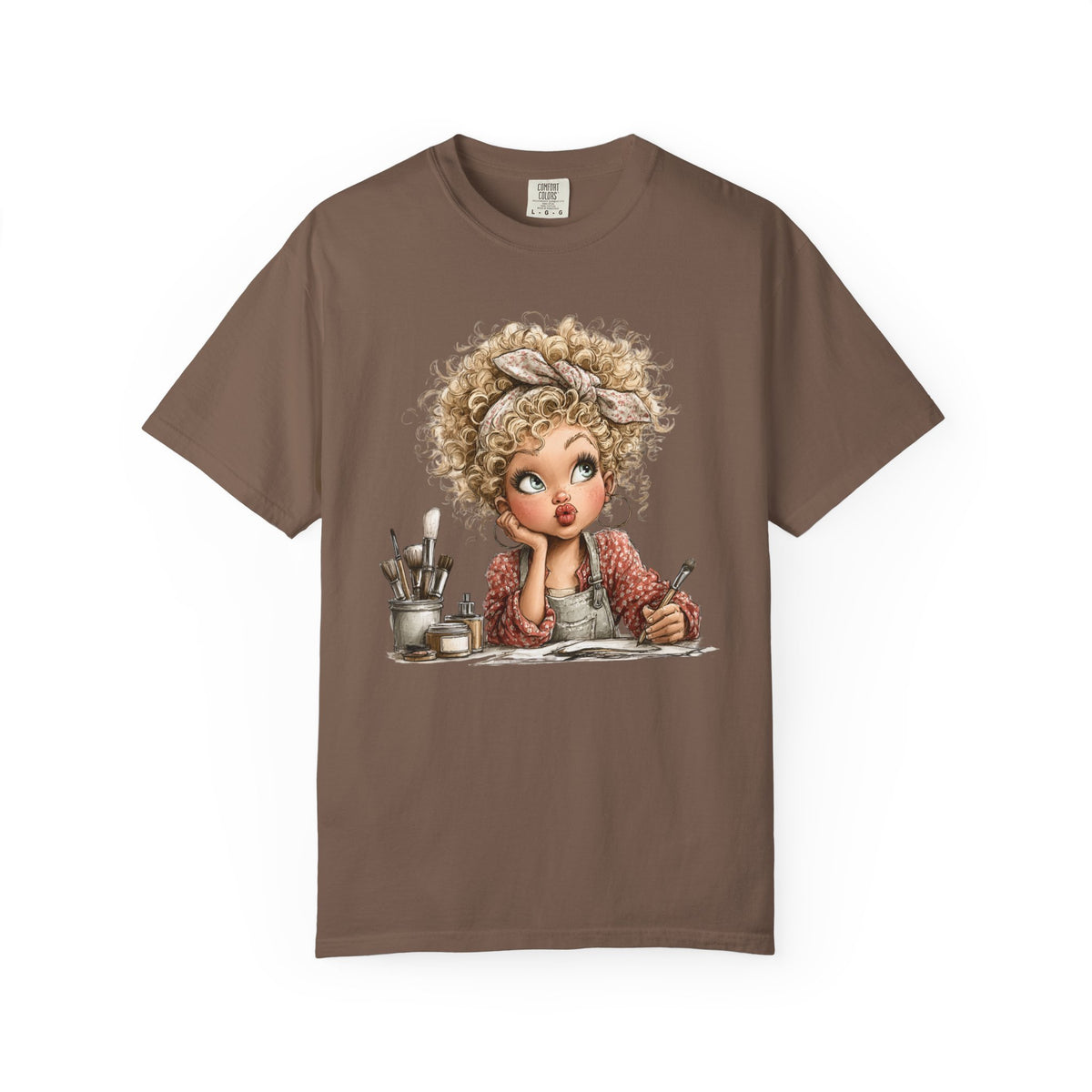 Cute Artist Curly Girl - Comfort Colors | Trendy Women's T-Shirt. Direct to Garment. Printed & Shipped in the USA. Unisex Sizes.