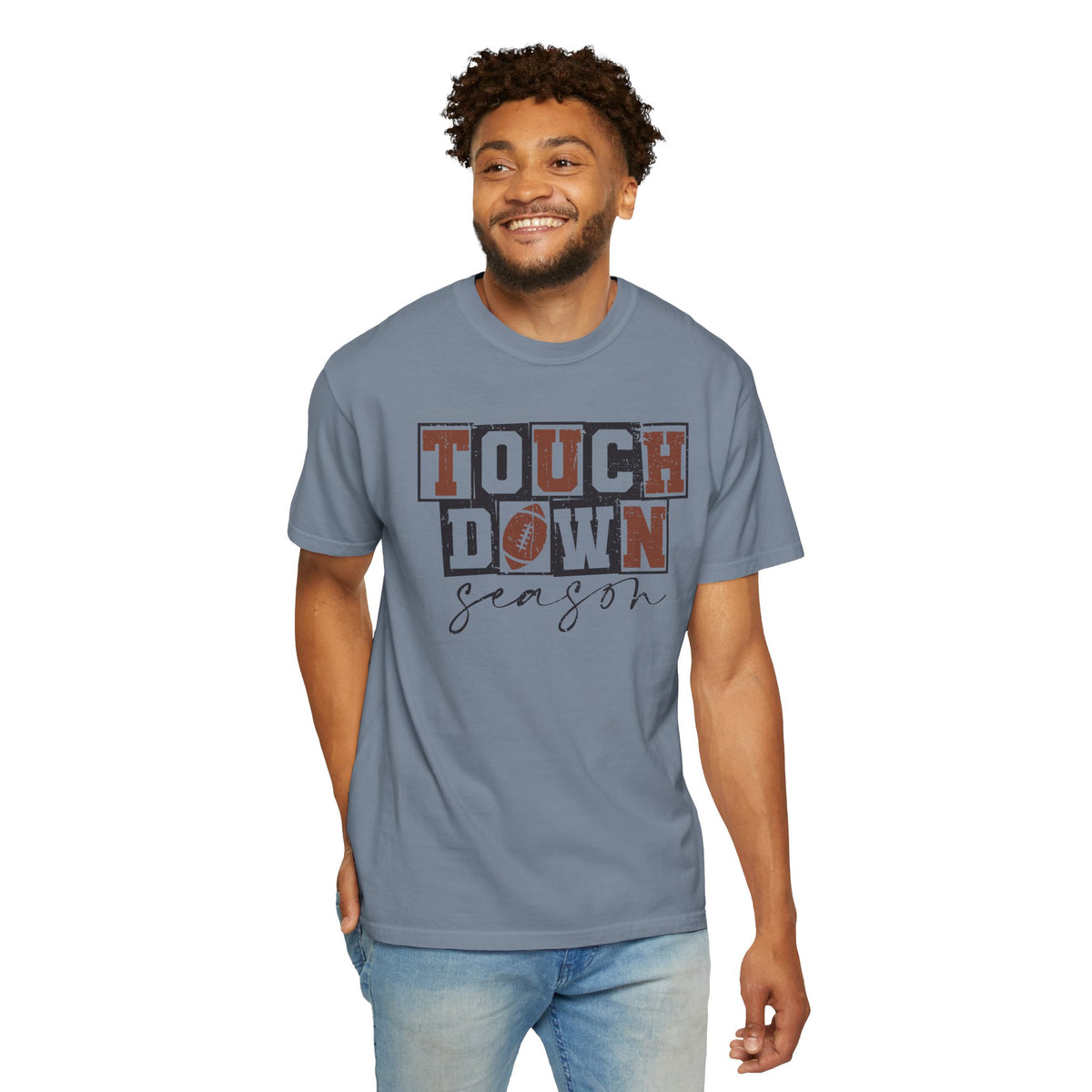 Touchdown Season - Distressed - Comfort Colors | Trendy Men's and Women's T-Shirt. Direct to Garment. Printed & Shipped in the USA. Unisex Sizes.