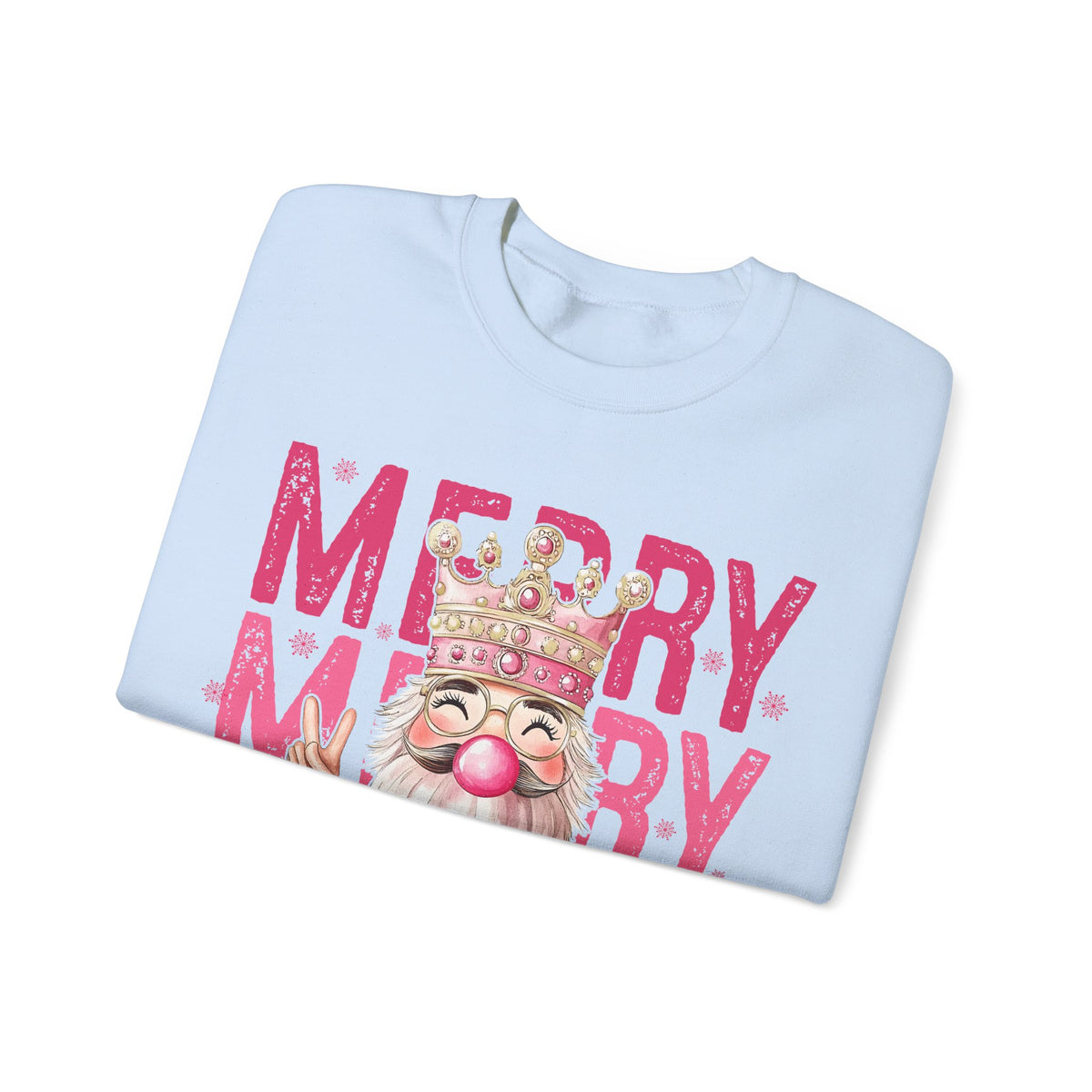 Merry Christmas - Cute Pink Bubblegum Nutcracker – Gildan Heavy Blend | Trendy Women’s Soft Sweatshirt. Direct to Garment. Printed & Shipped in the USA. Unisex Sizes.