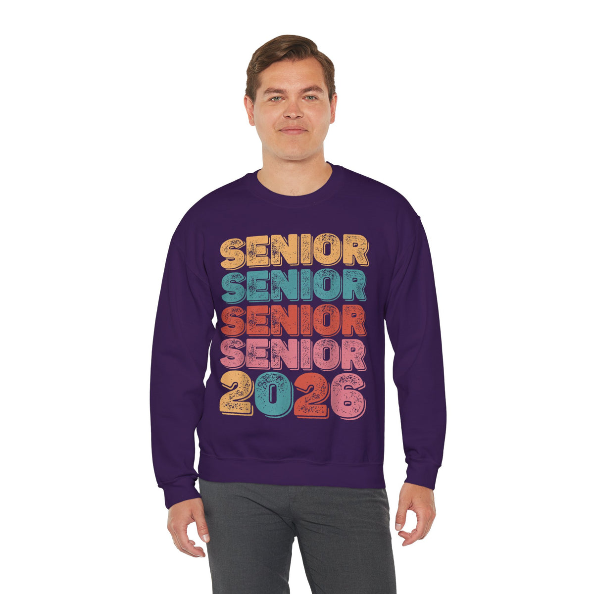 Senior Class of 2026 Retro – Gildan Heavy Blend | Trendy Men's and Women’s Soft Sweatshirt. Direct to Garment. Printed & Shipped in the USA. Unisex Sizes.