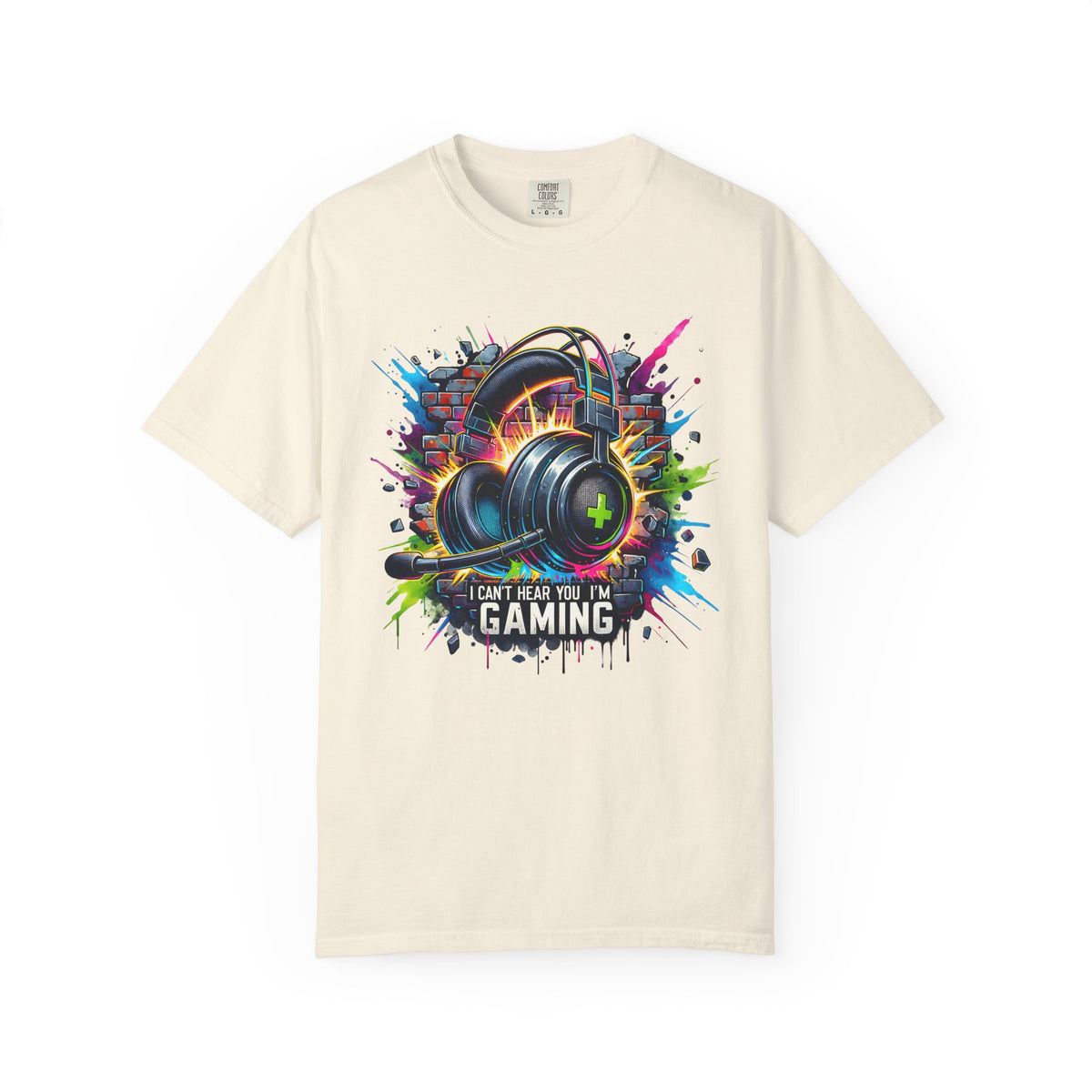 Gaming Headset I Can't Hear You, I'm Gaming - Comfort Colors | Trendy Men's And Women's T-Shirt. Direct to Garment. Printed & Shipped in the USA. Unisex Sizes.