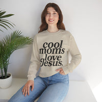 Cool Moms Love Jesus, Vintage – Gildan Heavy Blend | Trendy Women’s Soft Sweatshirt. Direct to Garment. Printed & Shipped in the USA. Unisex Sizes.