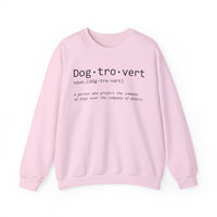Dogtrovert Typography. Dog Lover – Gildan Heavy Blend | Trendy Men's and Women’s Soft Sweatshirt. Direct to Garment. Printed & Shipped in the USA. Unisex Sizes.