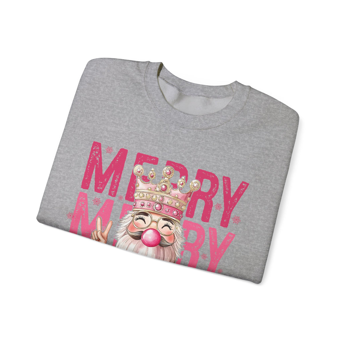 Merry Christmas - Cute Pink Bubblegum Nutcracker – Gildan Heavy Blend | Trendy Women’s Soft Sweatshirt. Direct to Garment. Printed & Shipped in the USA. Unisex Sizes.