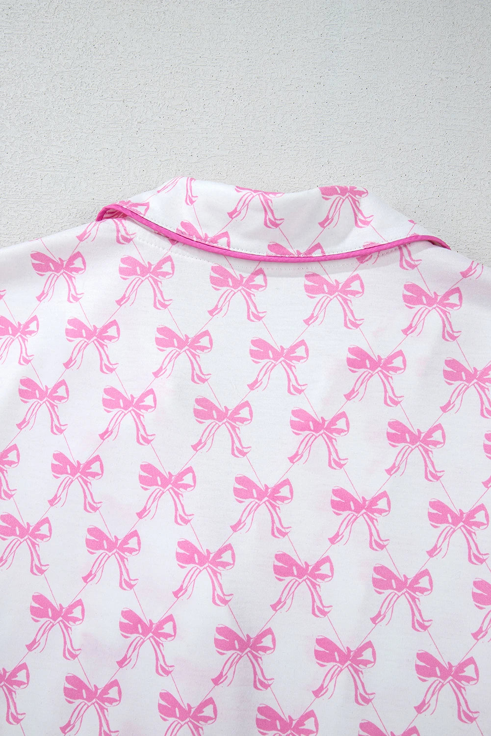 Millie Pink and White Bow Ruffled Shorts 2pc Pajama Set