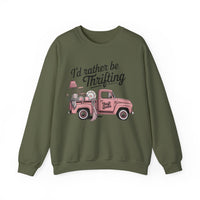 I'd Rather Be Thrifting. Pink Vintage Truck – Gildan Heavy Blend | Trendy Women’s Soft Sweatshirt. Direct to Garment. Printed & Shipped in the USA. Unisex Sizes.