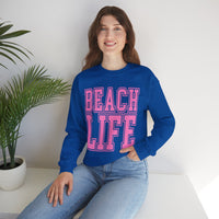 Beach Life – Gildan Heavy Blend | Trendy Men's & Women’s Soft Sweatshirt. Direct to Garment. Printed & Shipped in the USA. Unisex Sizes.