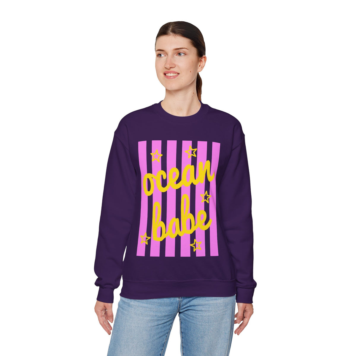 Ocean Babe – Gildan Heavy Blend | Trendy Women’s Soft Sweatshirt. Direct to Garment. Printed & Shipped in the USA. Unisex Sizes.