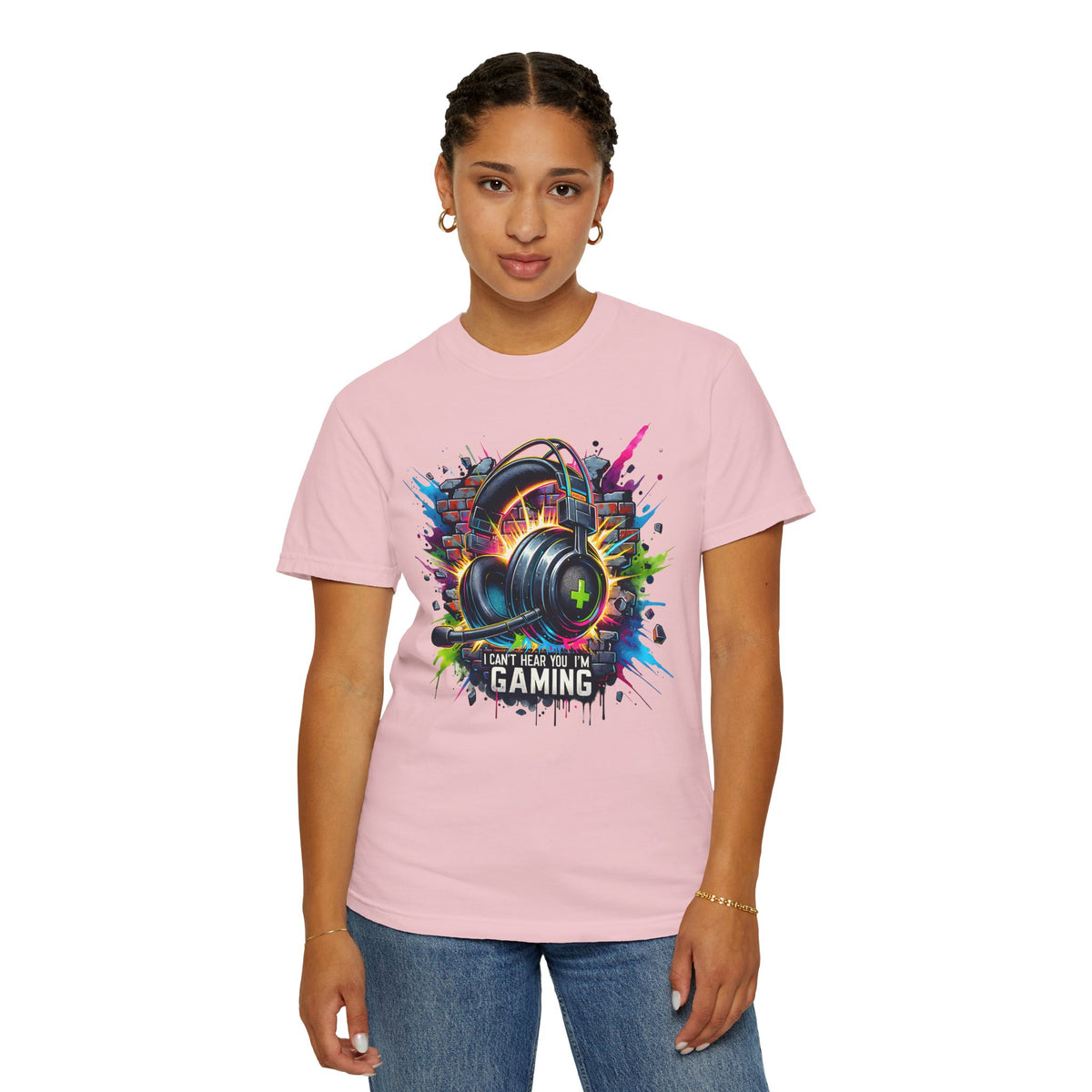 Gaming Headset I Can't Hear You, I'm Gaming - Comfort Colors | Trendy Men's And Women's T-Shirt. Direct to Garment. Printed & Shipped in the USA. Unisex Sizes.