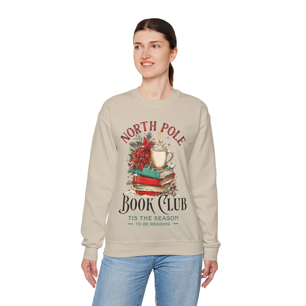 North Pole Book Club – Gildan Heavy Blend | Trendy Women’s Soft Sweatshirt. Direct to Garment. Printed & Shipped in the USA. Unisex Sizes.