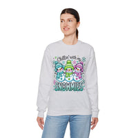 Chillin' With My Snowmies, Winter Snowman – Gildan Heavy Blend | Trendy Women’s Soft Sweatshirt. Direct to Garment. Printed & Shipped in the USA. Unisex Sizes.