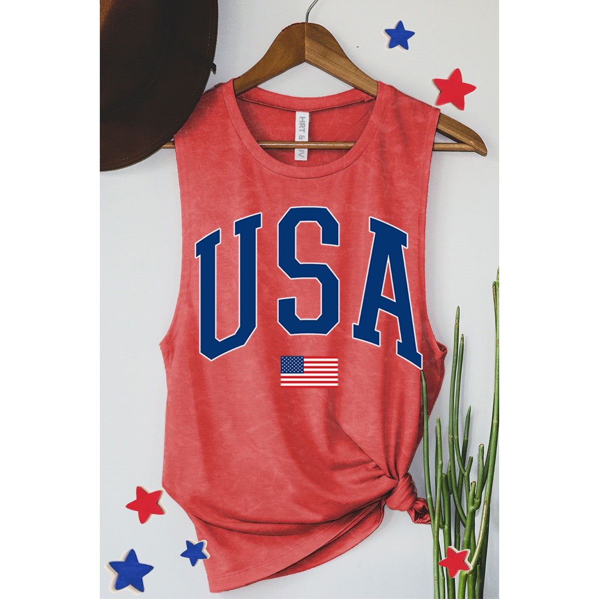 USA Graphic - Red Mineral Wash Tank Top