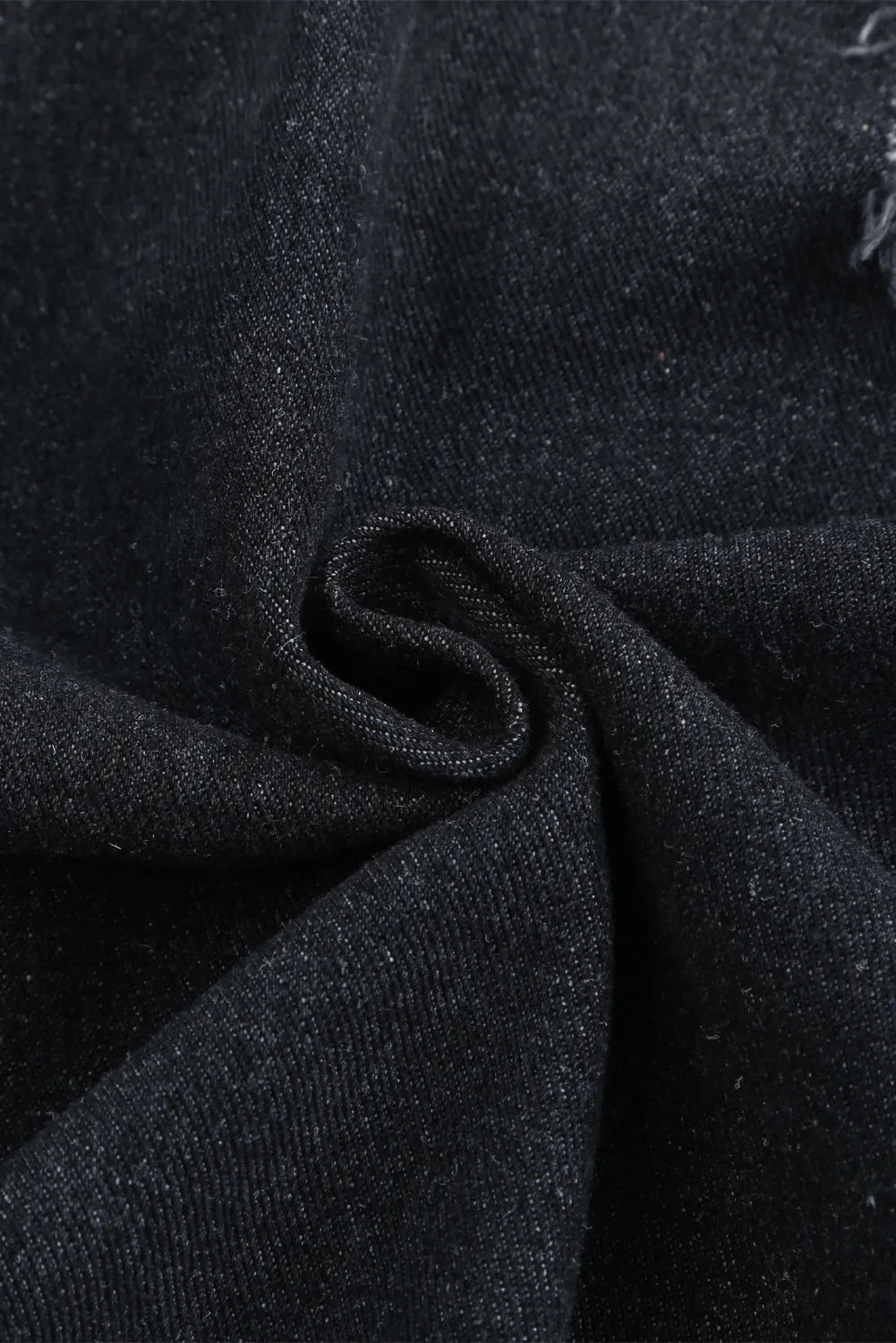 Ella Black Jean Jacket, Distressed w/Raw Hem