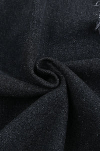 Ella Black Jean Jacket, Distressed w/Raw Hem