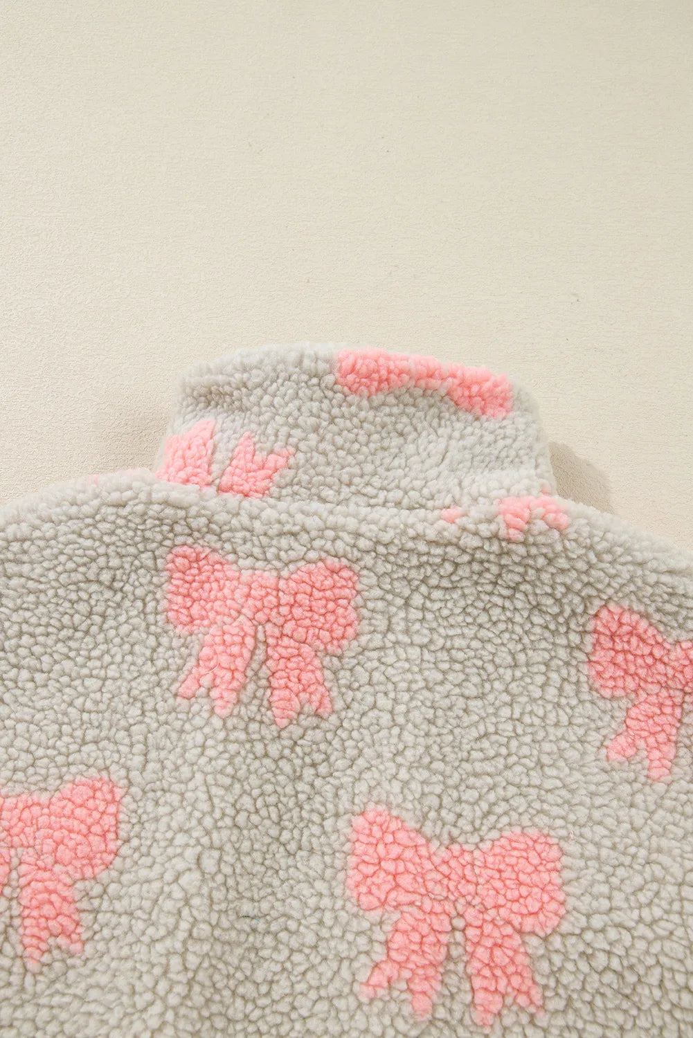 Gray Quarter Zip Pullover w/Pink Bows and Accents