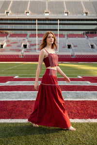 Lightweight Crimson Red (98% Cotton) Cropped Top & Skirt Set