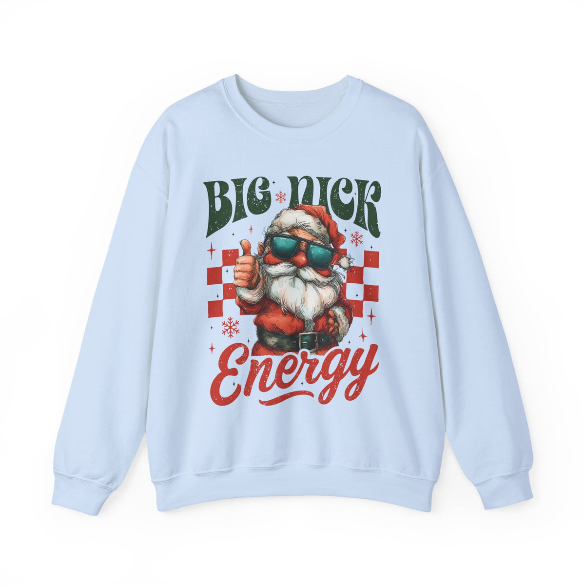 Big Nick Energy - Retro Santa Thumbs Up – Gildan Heavy Blend | Trendy Men's and Women’s Soft Sweatshirt. Direct to Garment. Printed & Shipped in the USA. Unisex Sizes.