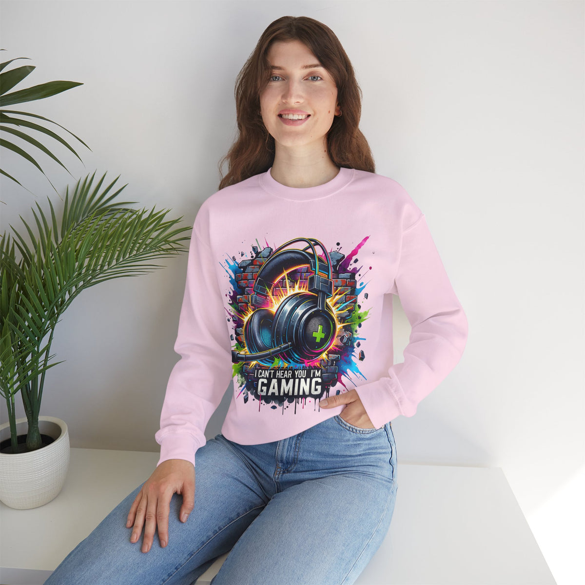 Gaming Headset I Can't Hear You, I'm Gaming – Gildan Heavy Blend | Trendy Women’s and Men's Soft Sweatshirt. Direct to Garment. Printed & Shipped in the USA. Unisex Sizes.