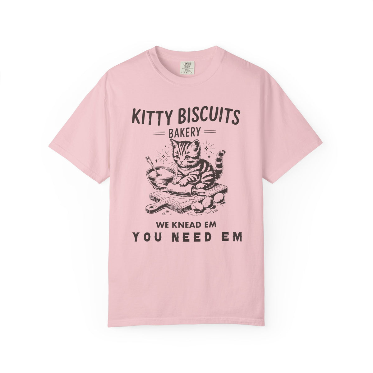 Kitty Biscuits Bakery - Comfort Colors | Trendy Women's and Men's T-Shirt. Direct to Garment. Printed & Shipped in the USA. Unisex Sizes.