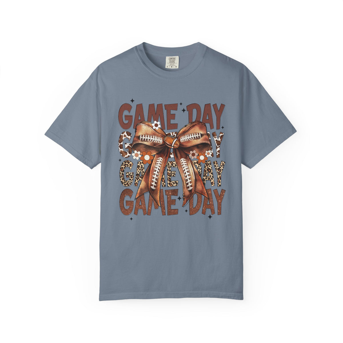 Game Day - Football Bow - Comfort Colors | Trendy Women's T-Shirt. Direct to Garment. Printed & Shipped in the USA. Unisex Sizes.