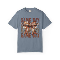 Game Day - Football Bow - Comfort Colors | Trendy Women's T-Shirt. Direct to Garment. Printed & Shipped in the USA. Unisex Sizes.