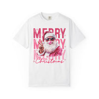 Pink Merry Christmas Bubblegum Santa - Comfort Colors | Trendy Women's T-Shirt. Direct to Garment. Printed & Shipped in the USA. Unisex Sizes.