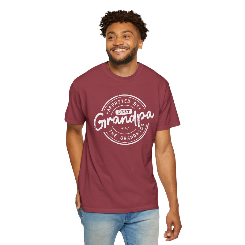 Best Grandpa, Approved by the Grandkids - Comfort Colors | Trendy Men's T-Shirt. Direct to Garment. Printed & Shipped in the USA. Unisex Sizes.