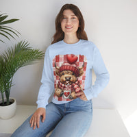 Highland Cow Be Mine, Red Checkered – Gildan Heavy Blend | Trendy Women’s Soft Sweatshirt. Direct to Garment. Printed & Shipped in the USA. Unisex Sizes.