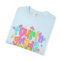 Coquette Fourth Grade Pencil Bow - Comfort Colors | Trendy Women's T-Shirt. Direct to Garment. Printed & Shipped in the USA. Unisex Sizes.