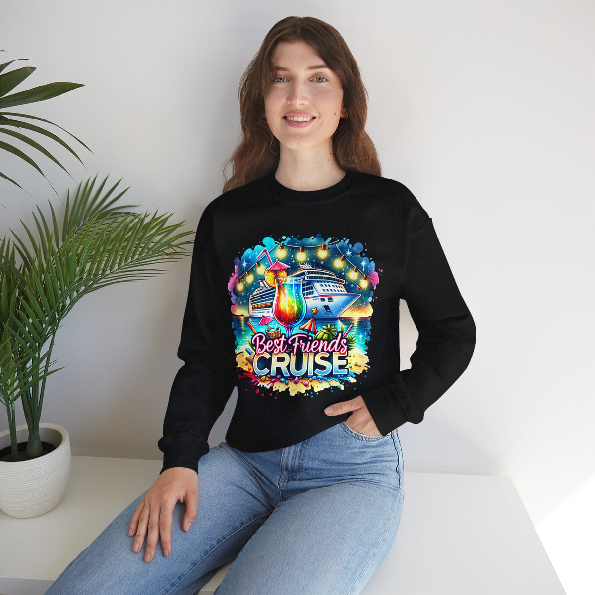 Best Friends Cruise – Gildan Heavy Blend | Trendy Women’s Soft Sweatshirt. Direct to Garment. Printed & Shipped in the USA. Unisex Sizes.