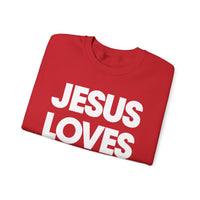 Jesus Loves You – Gildan Heavy Blend | Trendy Women’s and Men's Soft Sweatshirt. Direct to Garment. Printed & Shipped in the USA. Unisex Sizes.