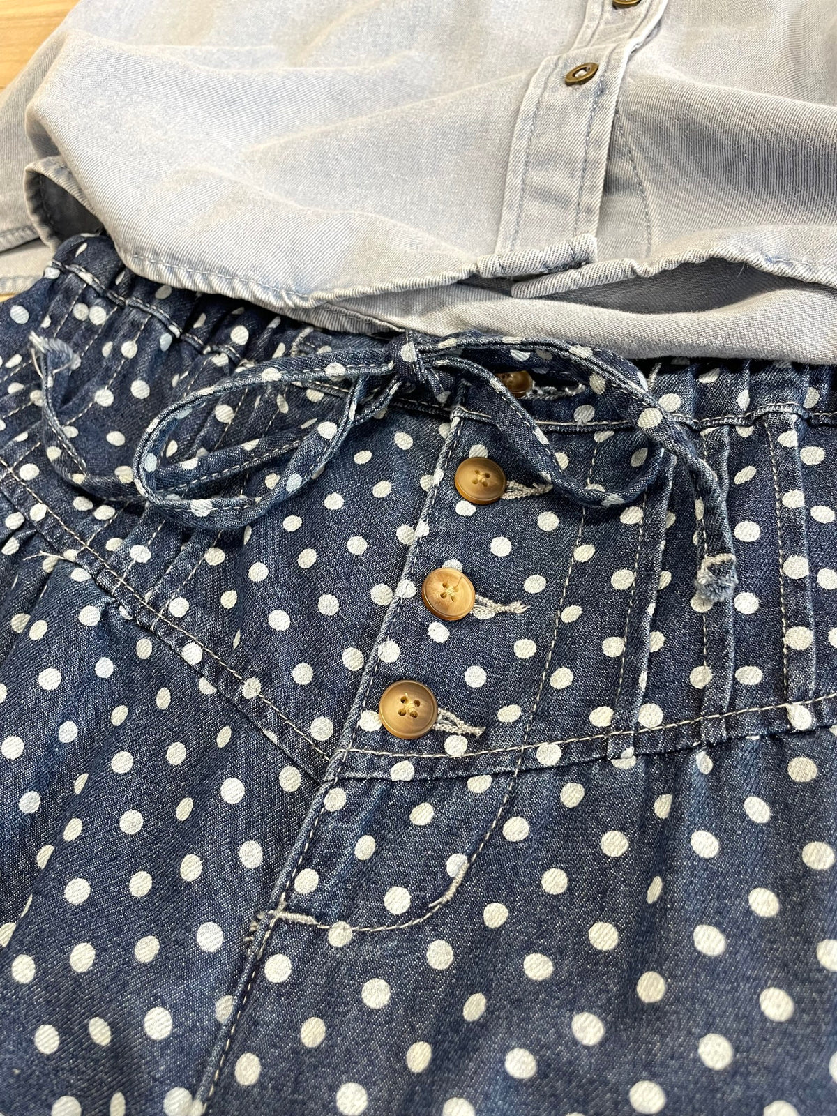 Patricia Polka Dot, Pleated Drawstring Waist Extra-Wide-Leg Jeans