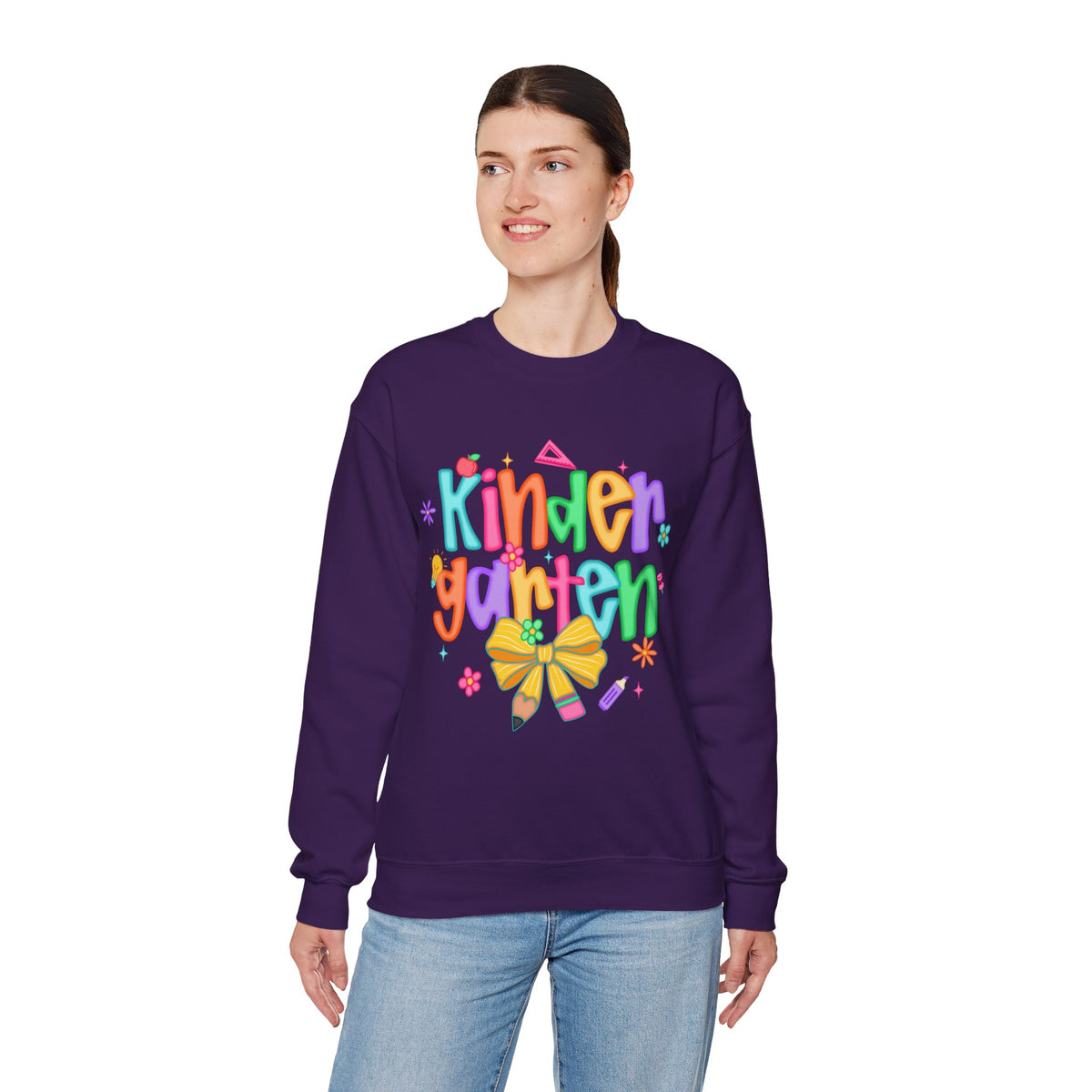 Coquette Kindergarten Pencil Bow – Gildan Heavy Blend | Trendy Women’s Soft Sweatshirt. Direct to Garment. Printed & Shipped in the USA. Unisex Sizes.