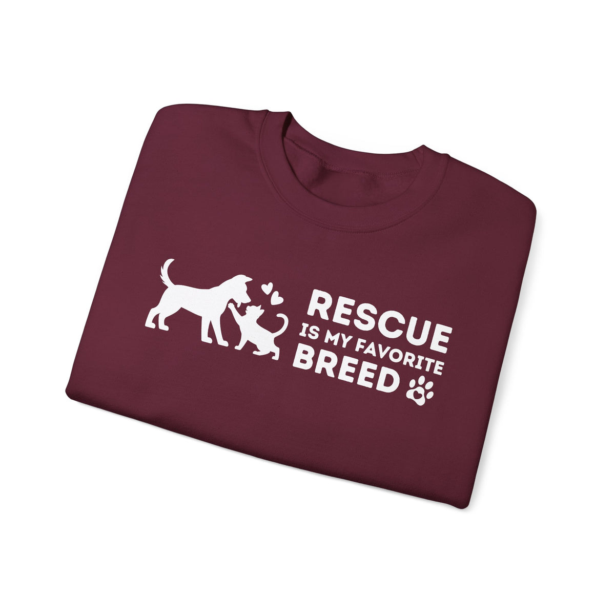 Rescue Is My Favorite Breed *This Shirt Saves Lives* – Gildan Heavy Blend | Trendy Men's and Women’s Soft Sweatshirt. Direct to Garment. Printed & Shipped in the USA. Unisex Sizes.