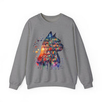Cat Silhouette for Book Lovers – Gildan Heavy Blend | Trendy Women’s Soft Sweatshirt. Direct to Garment. Printed & Shipped in the USA. Unisex Sizes.