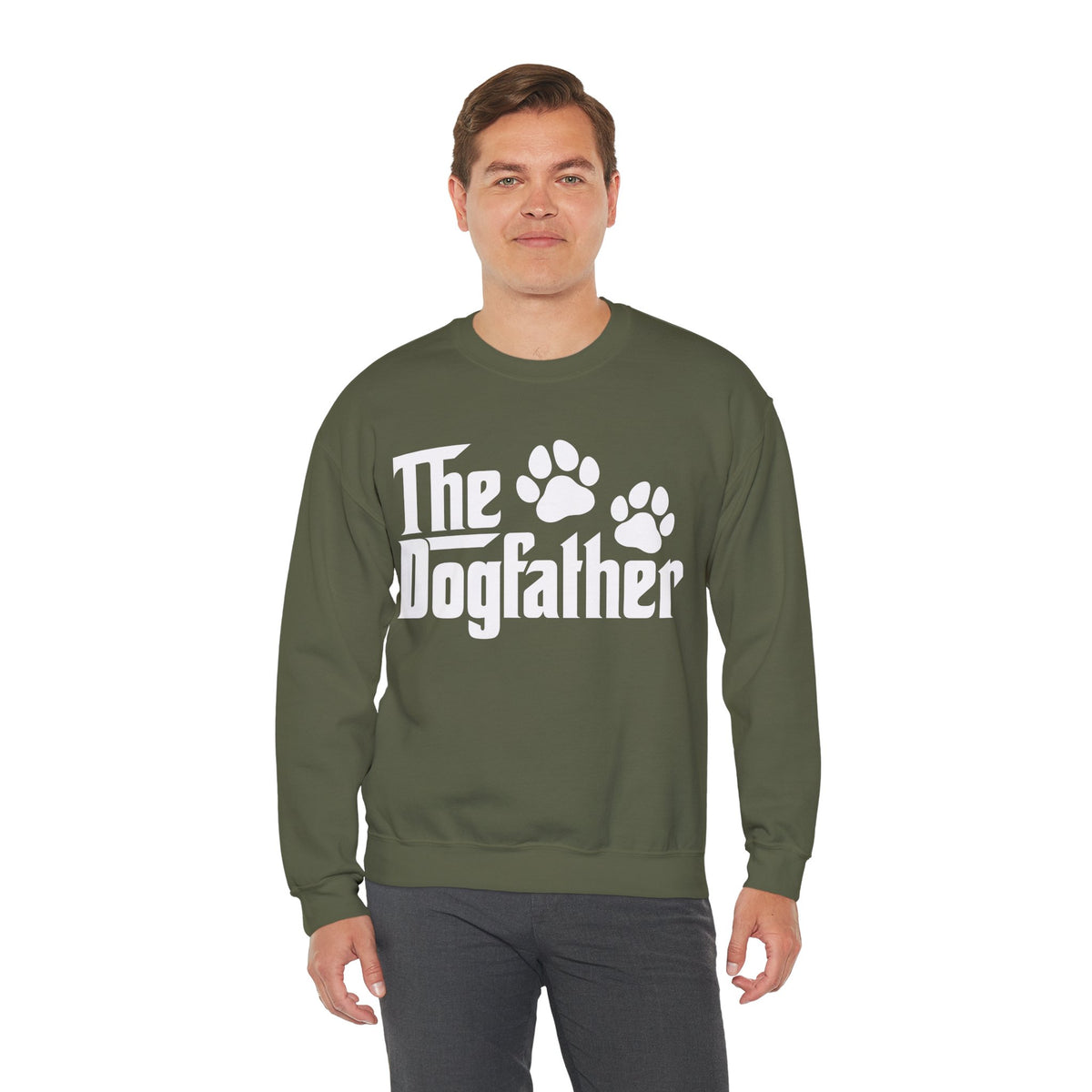 The DogFather – Gildan Heavy Blend | Trendy Men's Soft Sweatshirt. Direct to Garment. Printed & Shipped in the USA. Unisex Sizes.