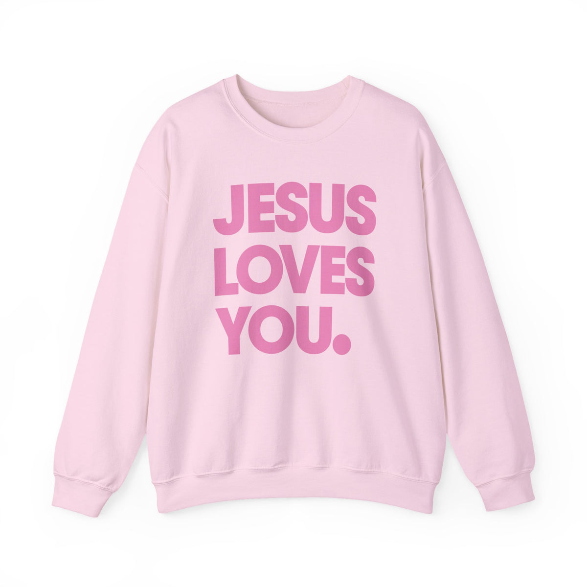 Jesus Loves You – Gildan Heavy Blend | Trendy Women’s and Men's Soft Sweatshirt. Direct to Garment. Printed & Shipped in the USA. Unisex Sizes.