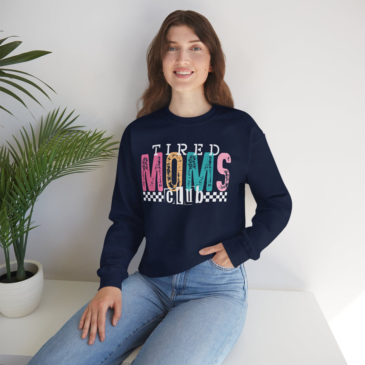 Tired Moms Club Pastel – Gildan Heavy Blend | Trendy Women’s Soft Sweatshirt. Direct to Garment. Printed & Shipped in the USA. Unisex Sizes.