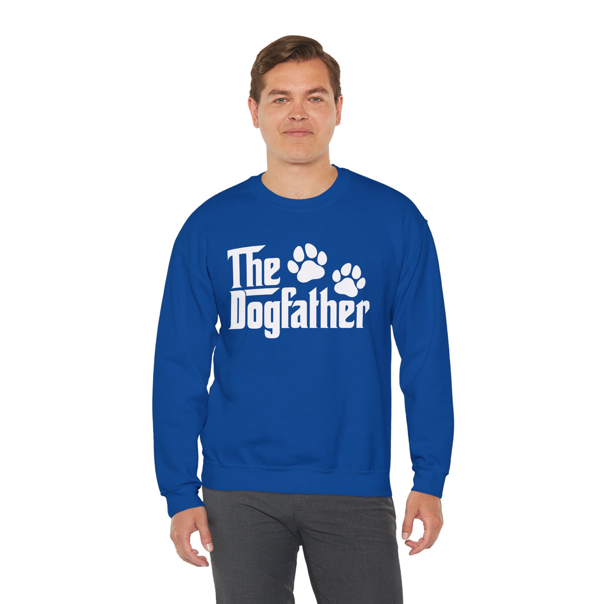 The DogFather – Gildan Heavy Blend | Trendy Men's Soft Sweatshirt. Direct to Garment. Printed & Shipped in the USA. Unisex Sizes.