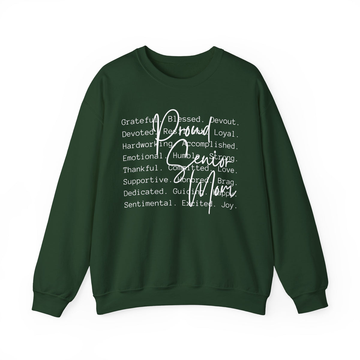 Proud Senior Mom, Description – Gildan Heavy Blend | Trendy Women’s Soft Sweatshirt. Direct to Garment. Printed & Shipped in the USA. Unisex Sizes.