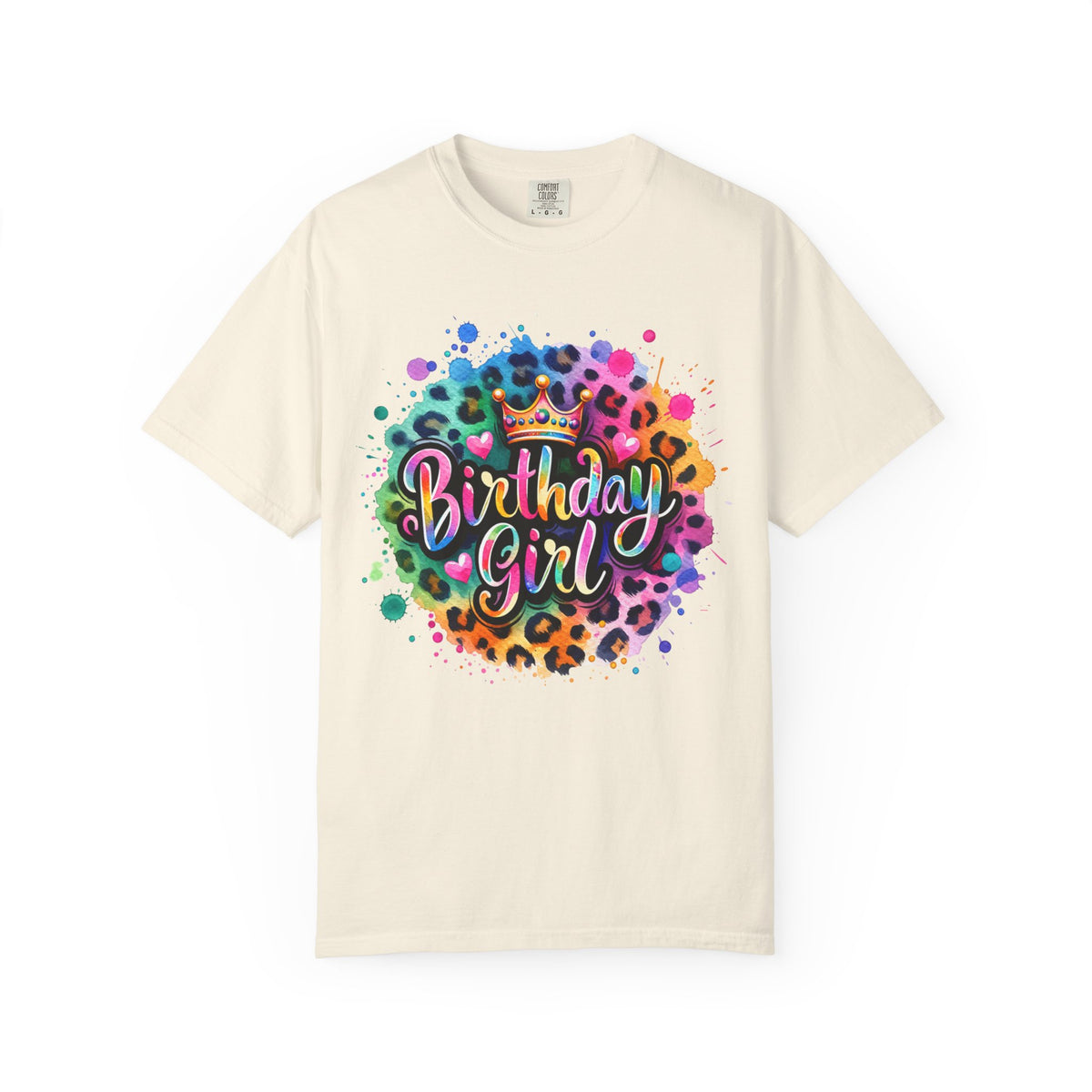Birthday Girl, Neon Leopard - Comfort Colors | Trendy Women's T-Shirt. Direct to Garment. Printed & Shipped in the USA. Unisex Sizes.
