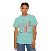 Merry ChrisTmas Christian Faith Graphic - Comfort Colors | Trendy Women's T-Shirt. Direct to Garment. Printed & Shipped in the USA. Unisex Sizes.