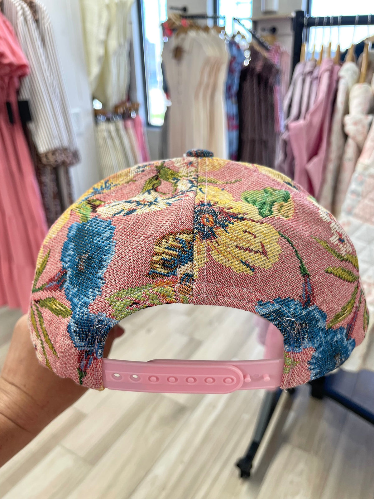 Embroidered (Pink Floral) Child of God Ribbed Snapback Hat