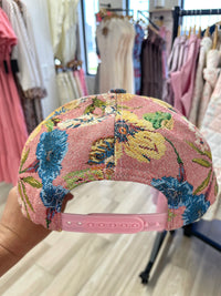 Embroidered (Pink Floral) Child of God Ribbed Snapback Hat