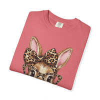 Bunny with Leopard Bow and Glasses - Comfort Colors | Trendy Women's T-Shirt. Direct to Garment. Printed & Shipped in the USA. Unisex Sizes.